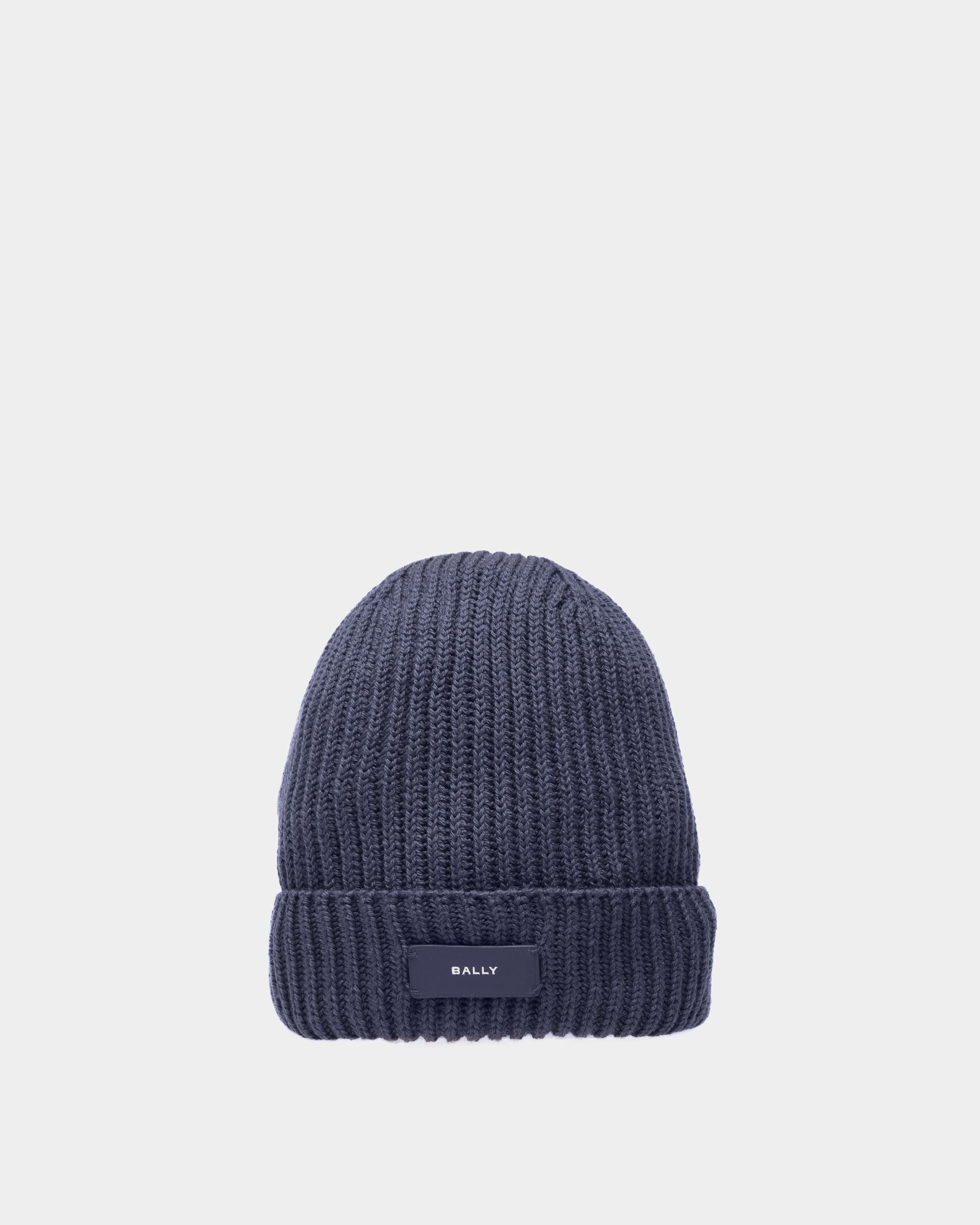 Gerippte Beanie-Mütze Aus Wolle In Mitternachtsblau - Herren - Bally - 01