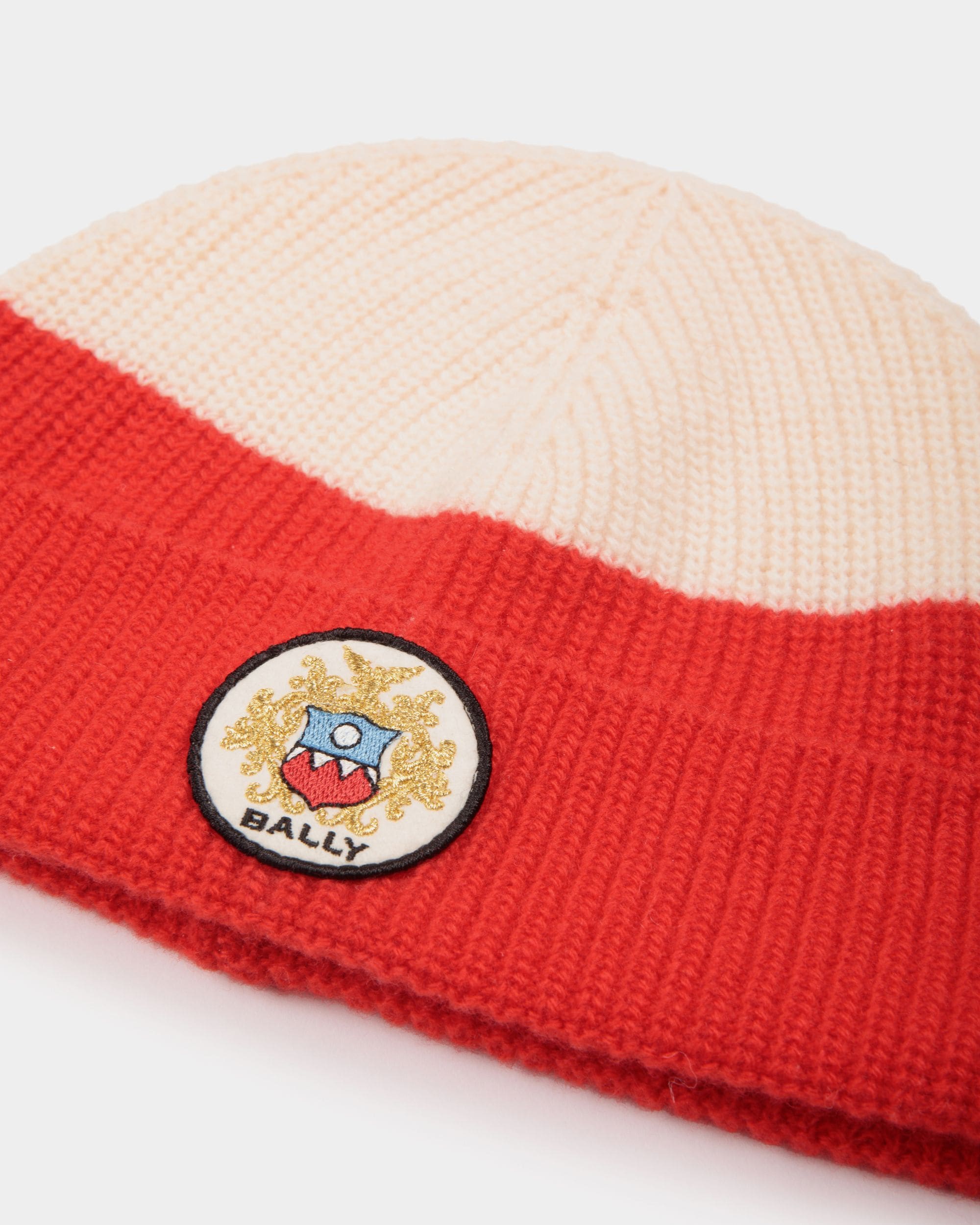 Beanie Aus Wolle In Candy Red Und Elfenbein Mit Bally-Wappen-Logo - Herren - Bally - 02