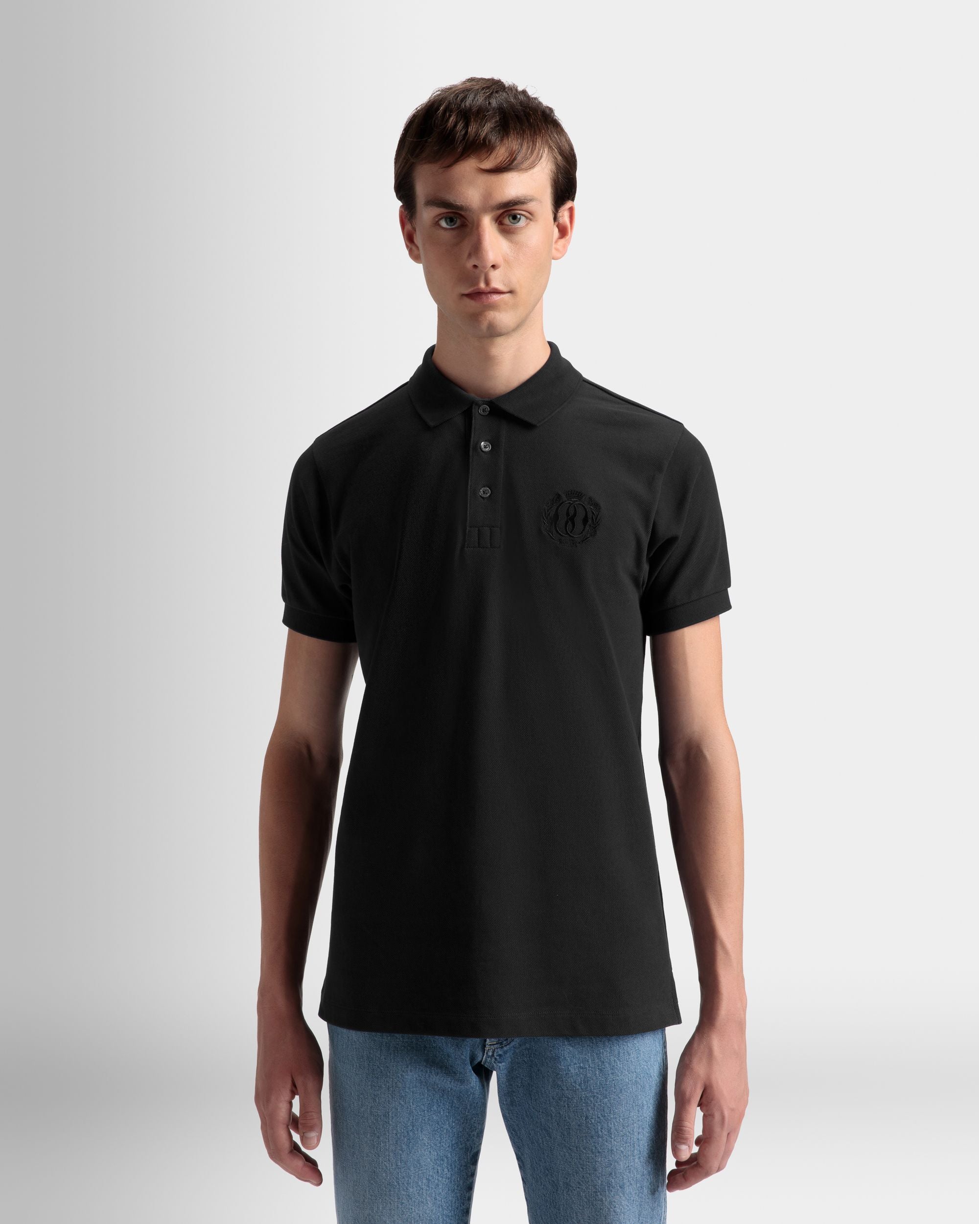 Emblem Poloshirt Aus Schwarzer Baumwolle - Herren - Bally - 03