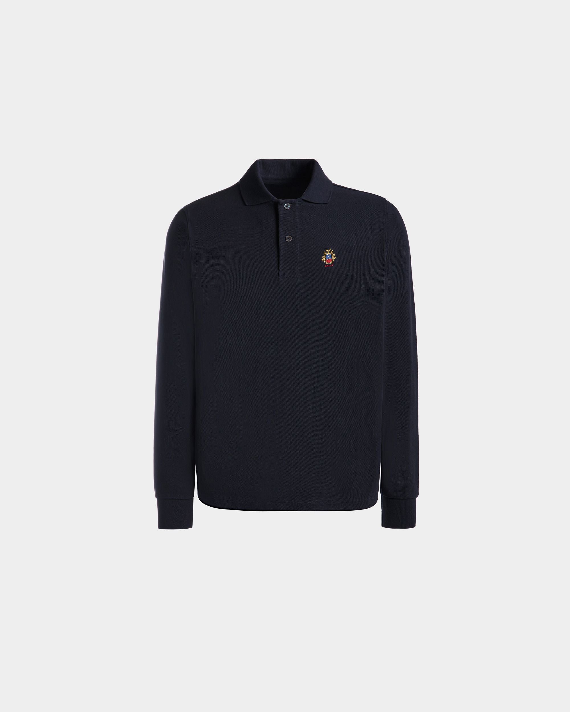 Langärmeliges Poloshirt Aus Baumwolle In Navy Blue - Herren - Bally - 01