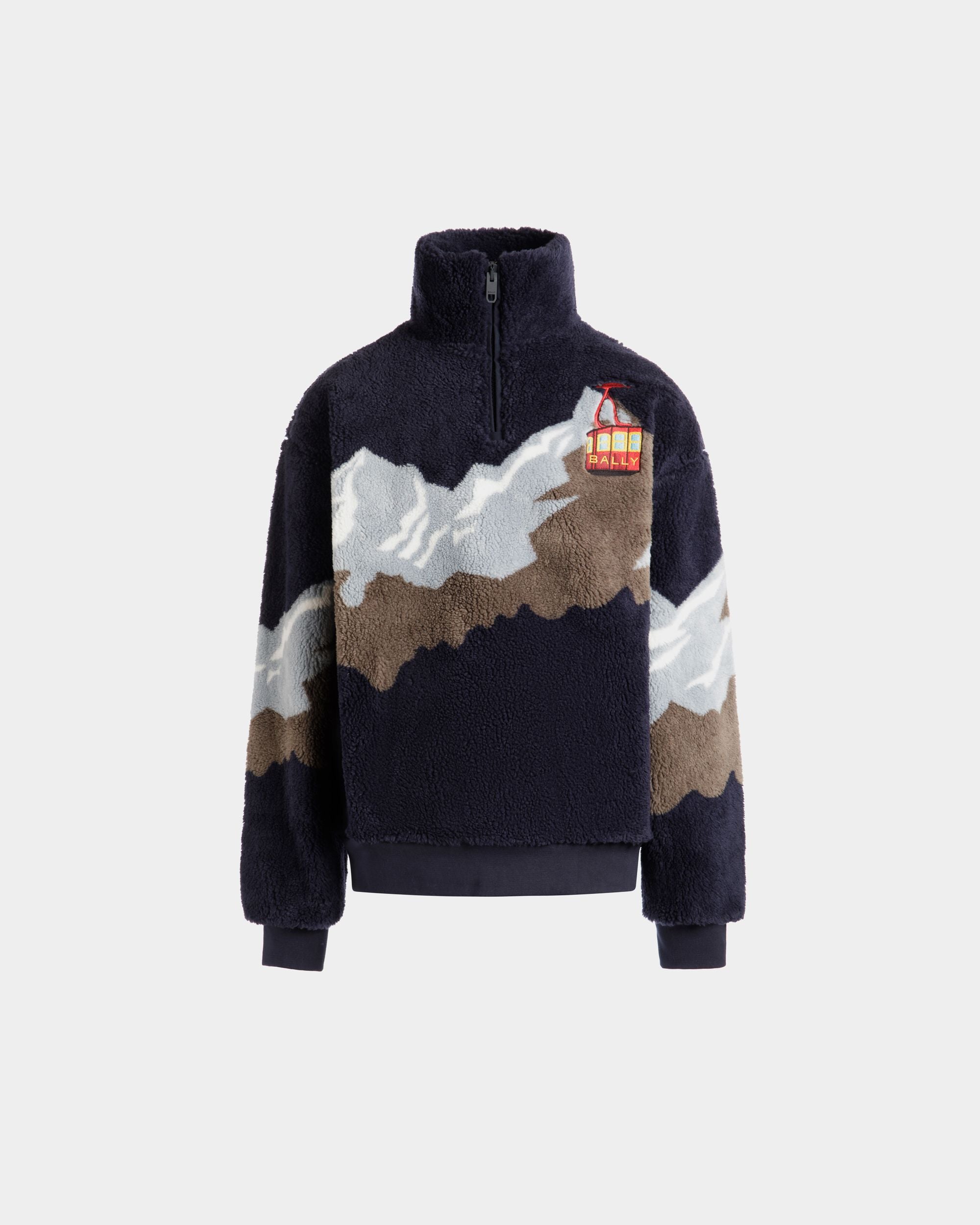 Winter Capsule Sweatshirt Mit Kurzem Reißverschluss Aus Fleece In Navy Blue - Herren - Bally - 01