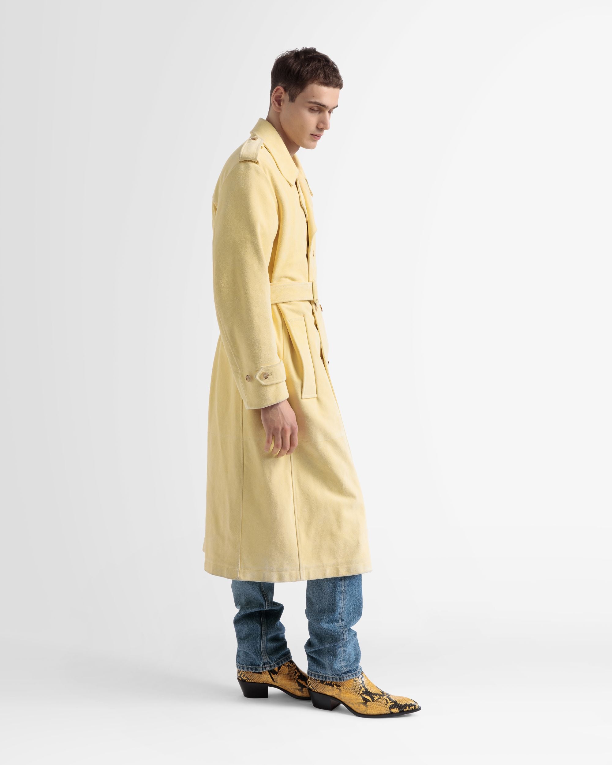 Trenchcoat Aus Leder Mit Gürtel In Gelb - Herren - Bally - 04