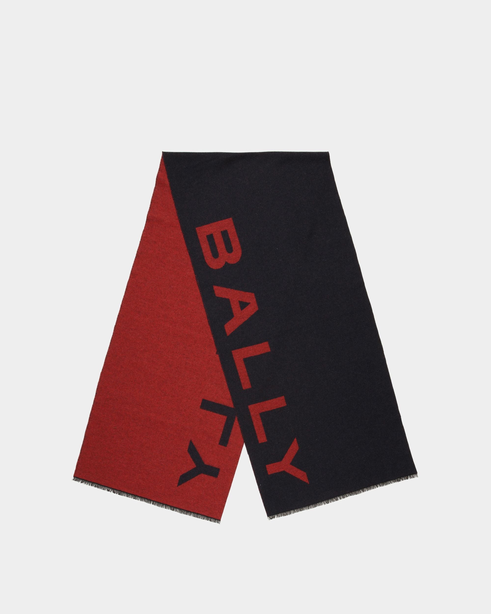 Logo Schal Aus Stoff in Tiefrubinrot und Mitternachtsblau - Herren - Bally - 01