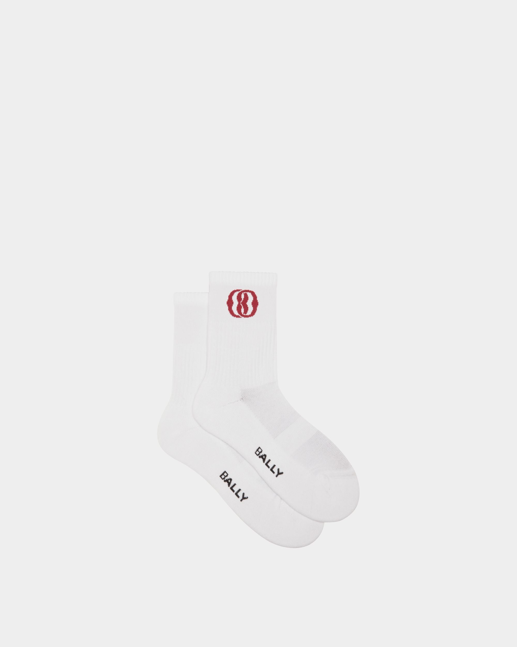 Emblem Socks In White Cotton - Herren - Bally - 01