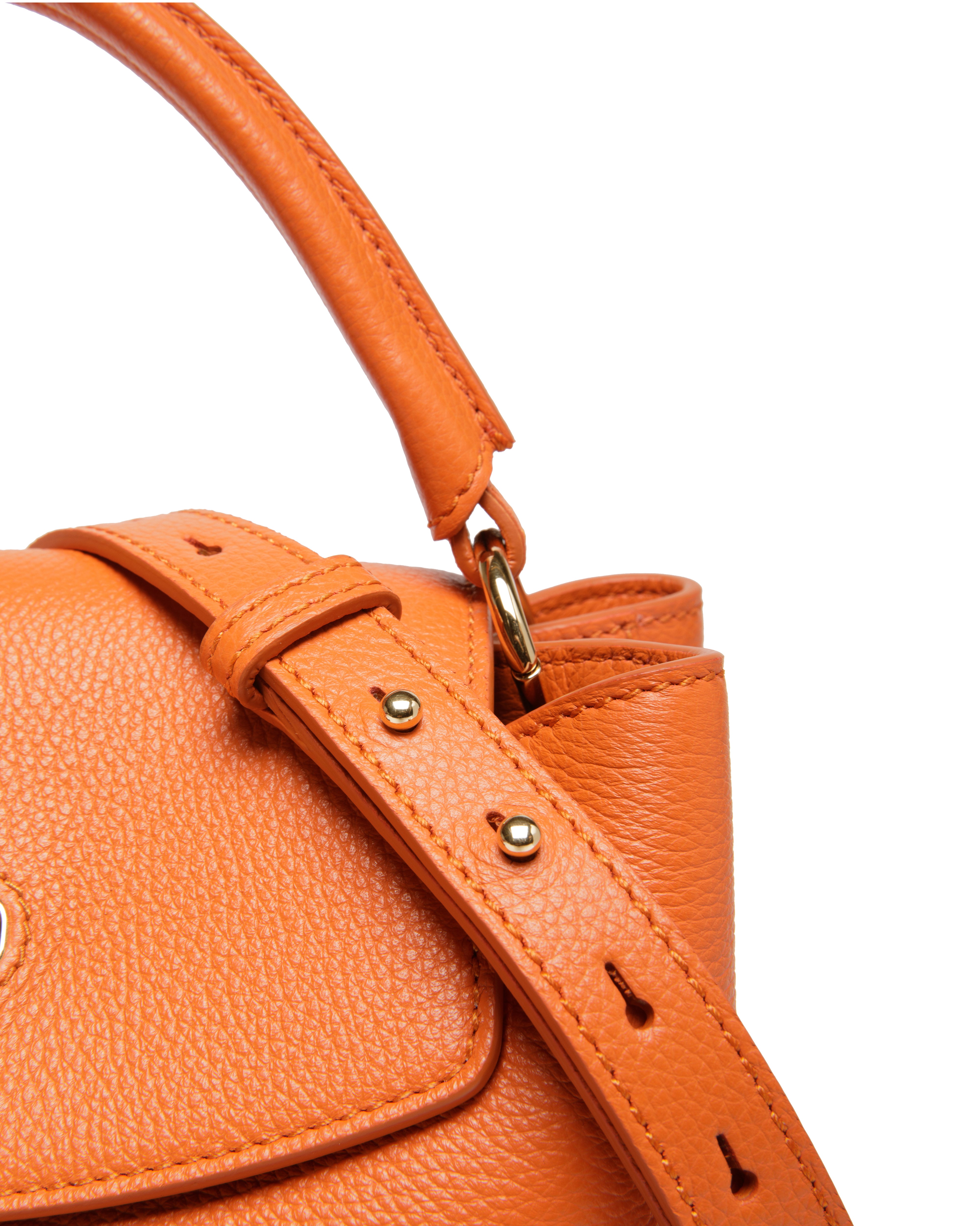 Kleine Lock Me Henkeltasche Aus Genarbtem Leder In Koi Orange - Damen - Bally - 04