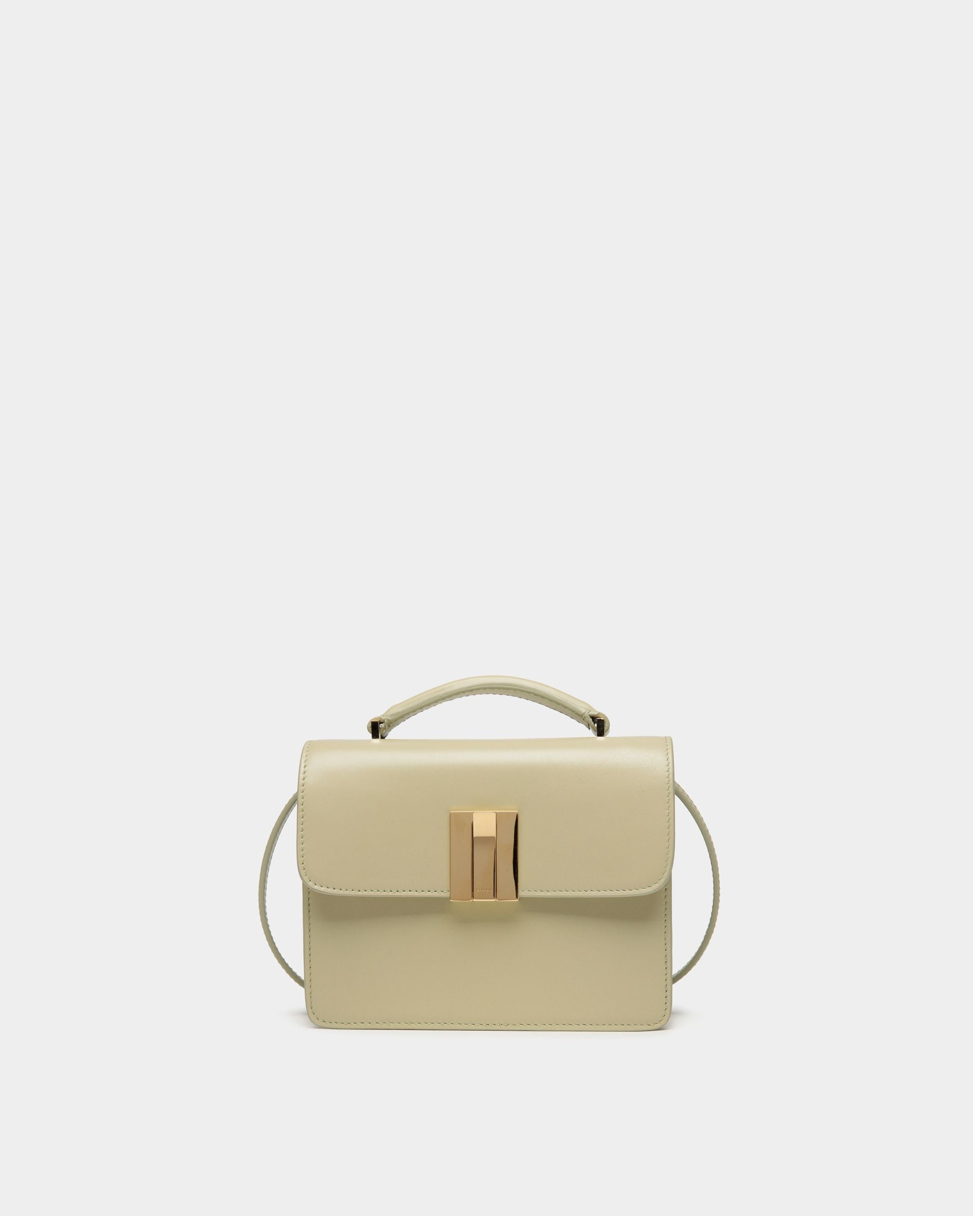 Ollam Mini-Henkeltasche Aus Gebürstetem Leder In Antique White - Damen - Bally - 01