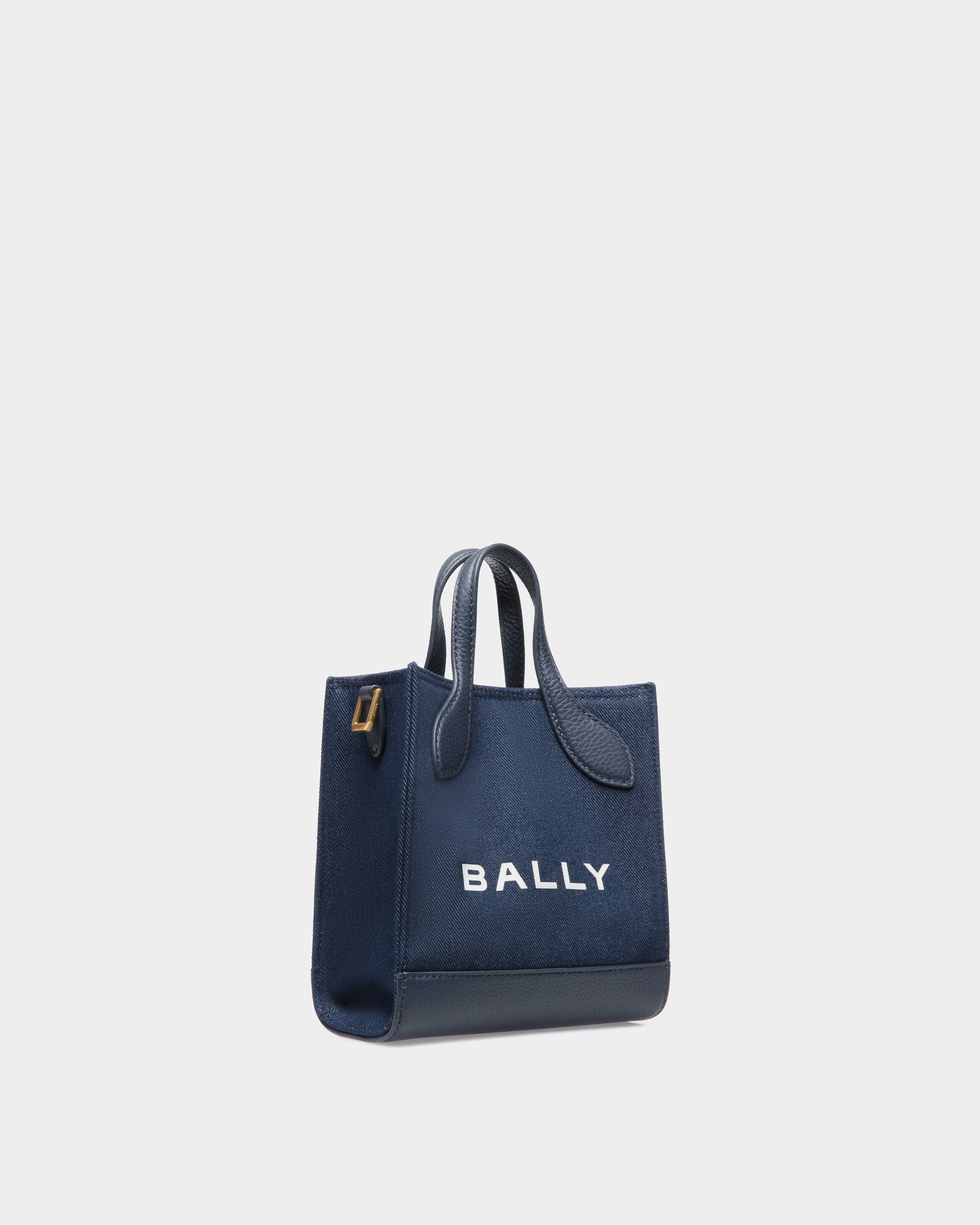 Bar Mini-Tragetasche Aus Stoff Und Leder In Navy Blue - Damen - Bally - 03