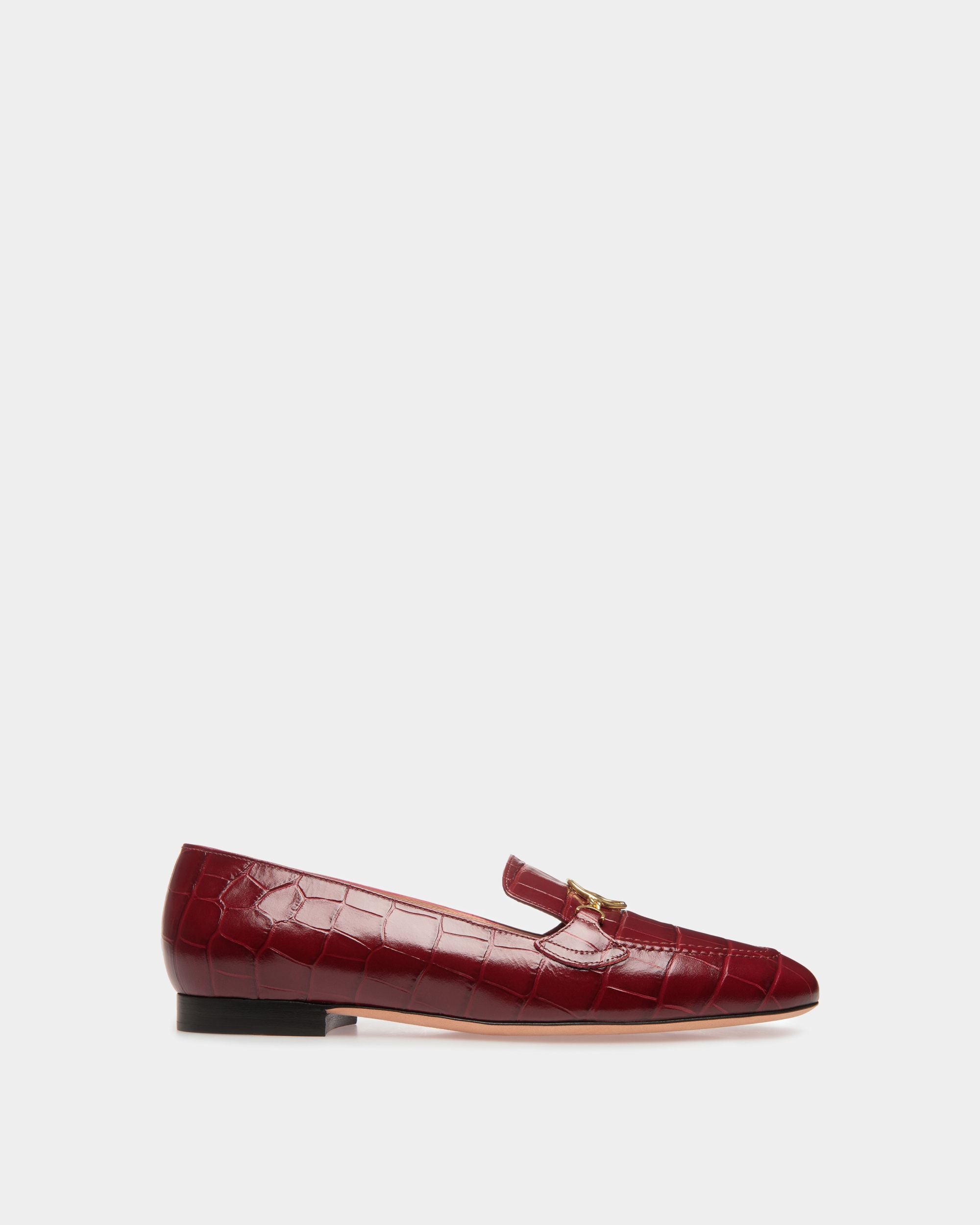 Daily Emblem Loafer Aus bordeauxrotem Leder - Damen - Bally - 01