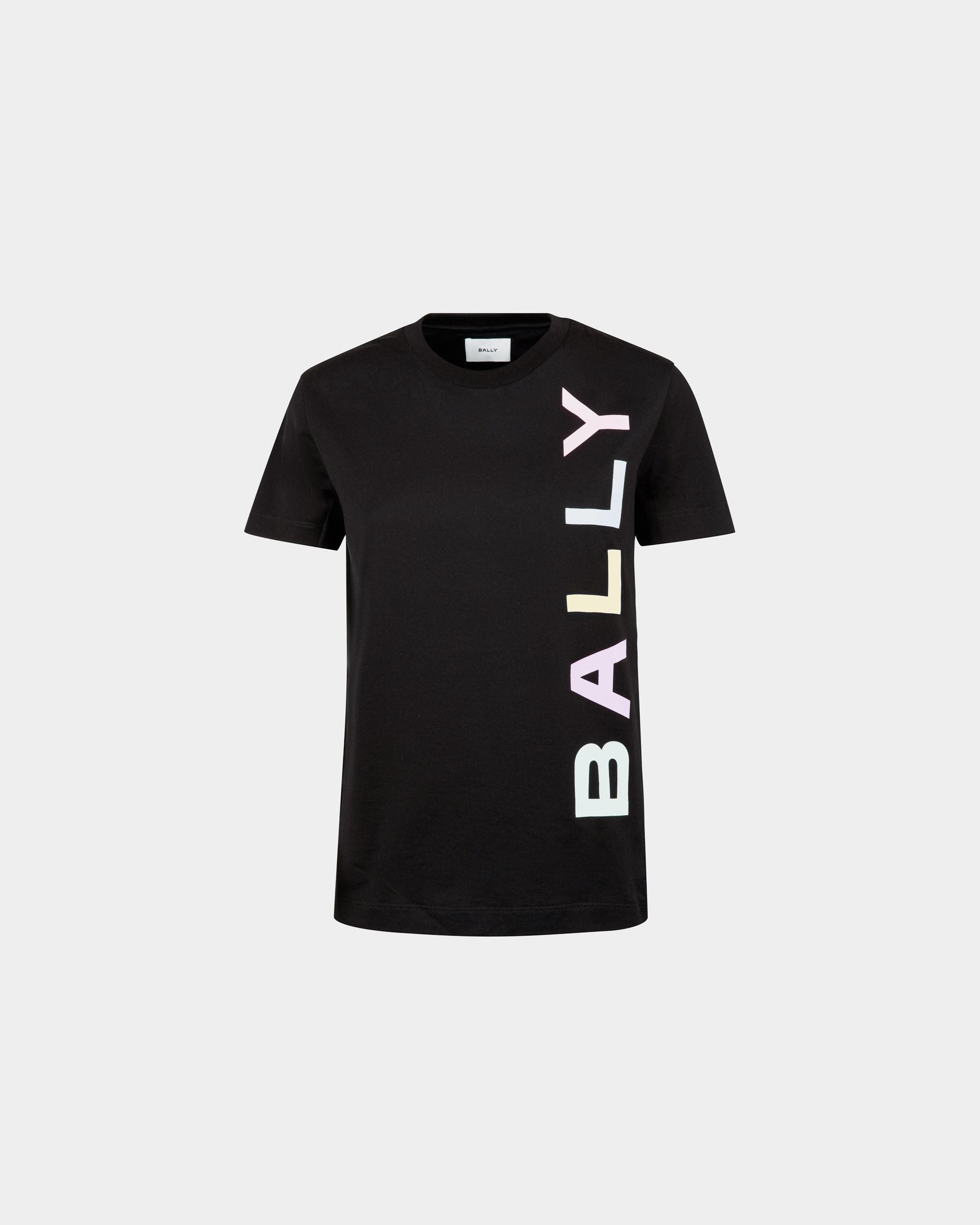 T-Shirt Aus Schwarzer Baumwolle Mit Bally Logo - Damen - Bally - 01