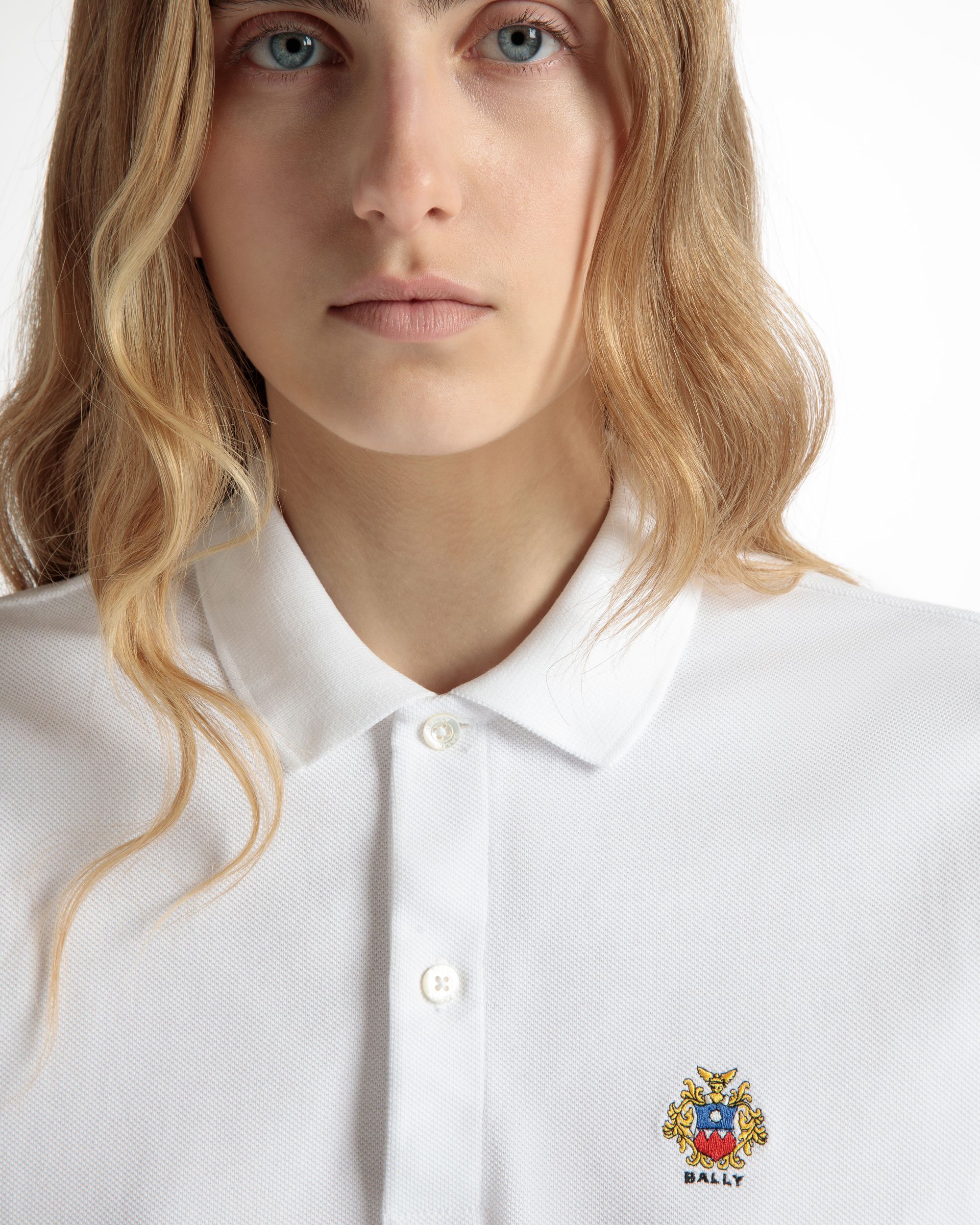 Kurzärmeliges Poloshirt Aus Baumwolle In Weiß - Damen - Bally - 04