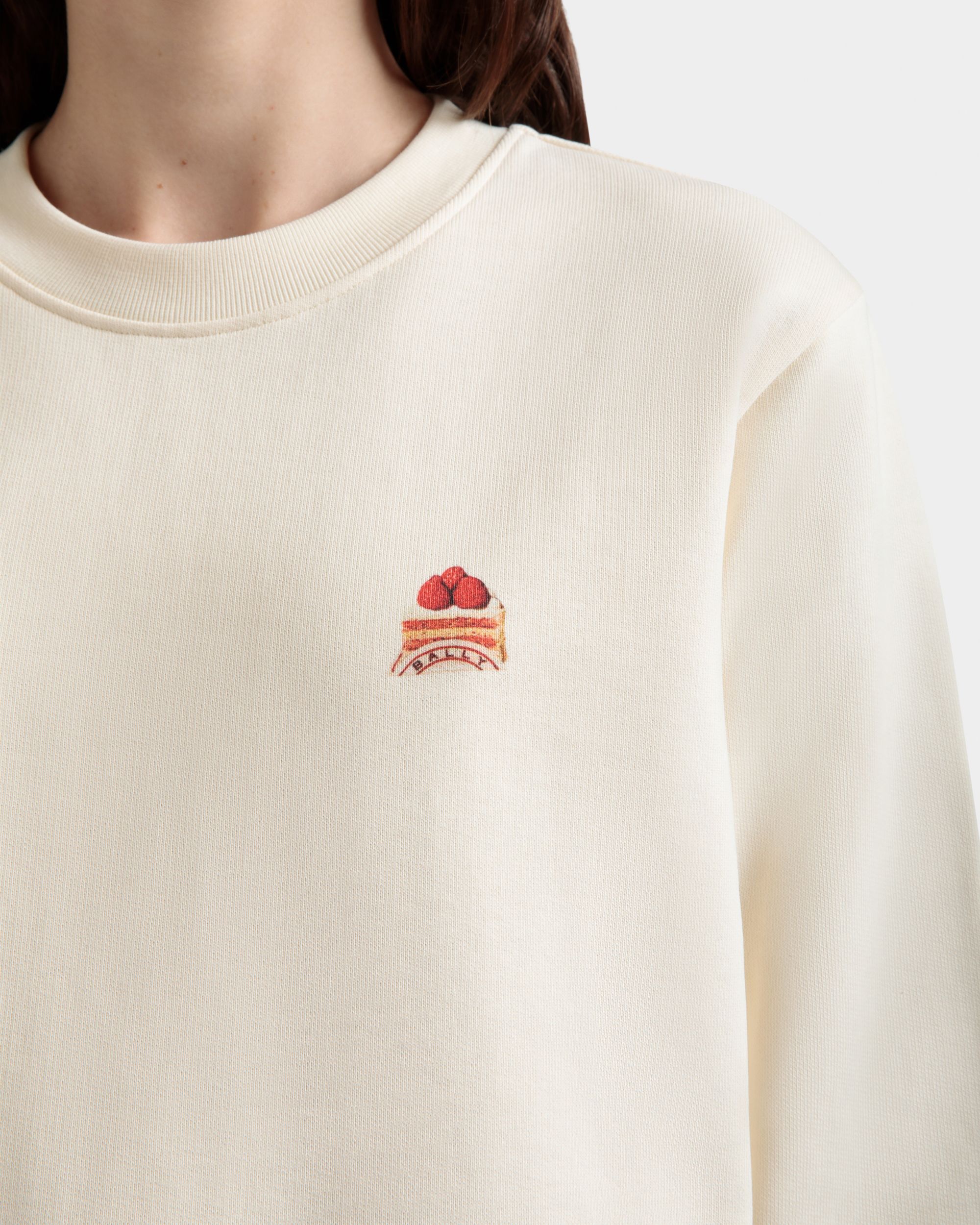 Sweatshirt Mit Rundhalsausschnitt Und Bally Cake Aus Baumwolle In Elfenbein - Damen - Bally - 03