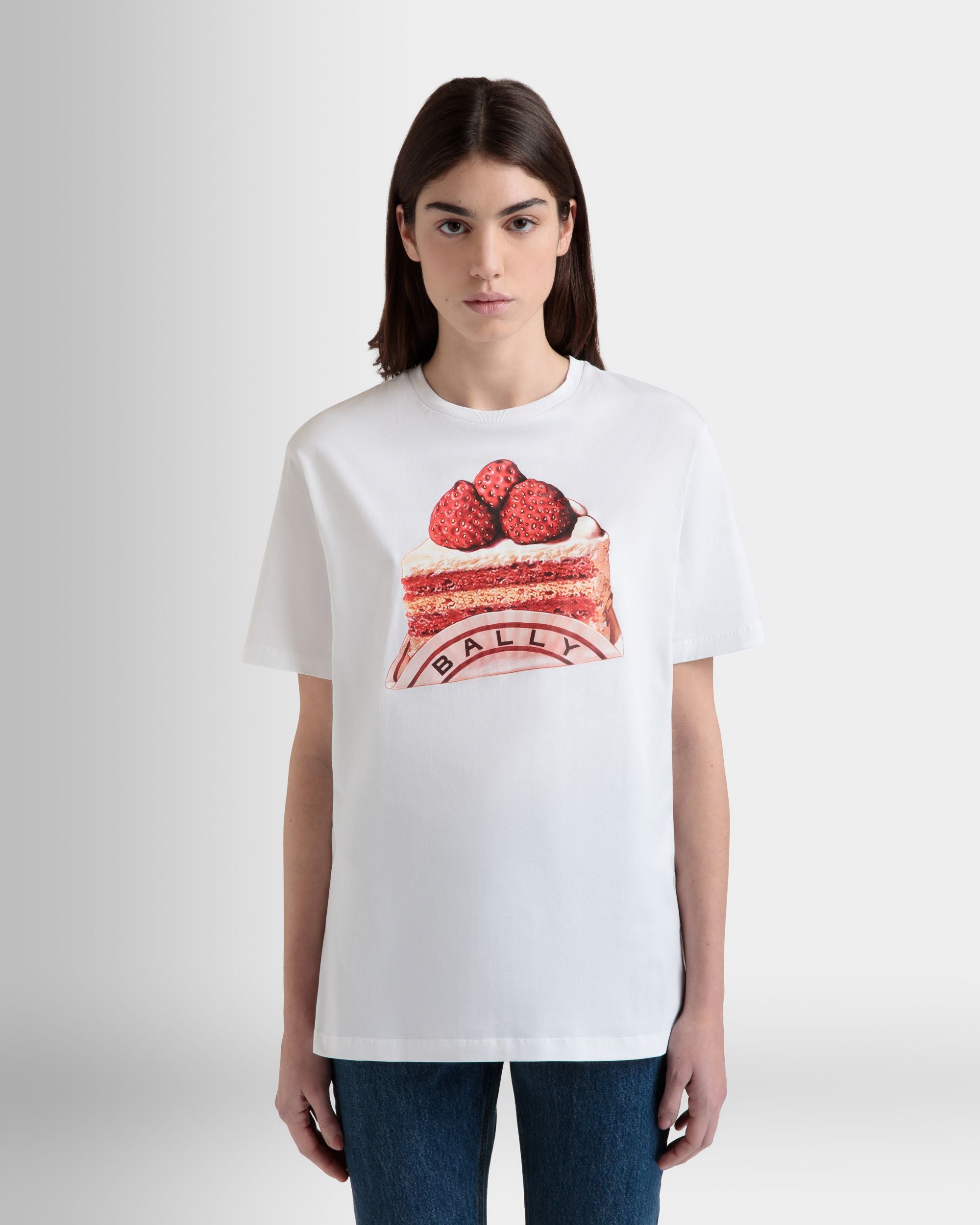 T-Shirt Aus Weißer Baumwolle Mit Bally-Cake-Print - Damen - Bally - 08