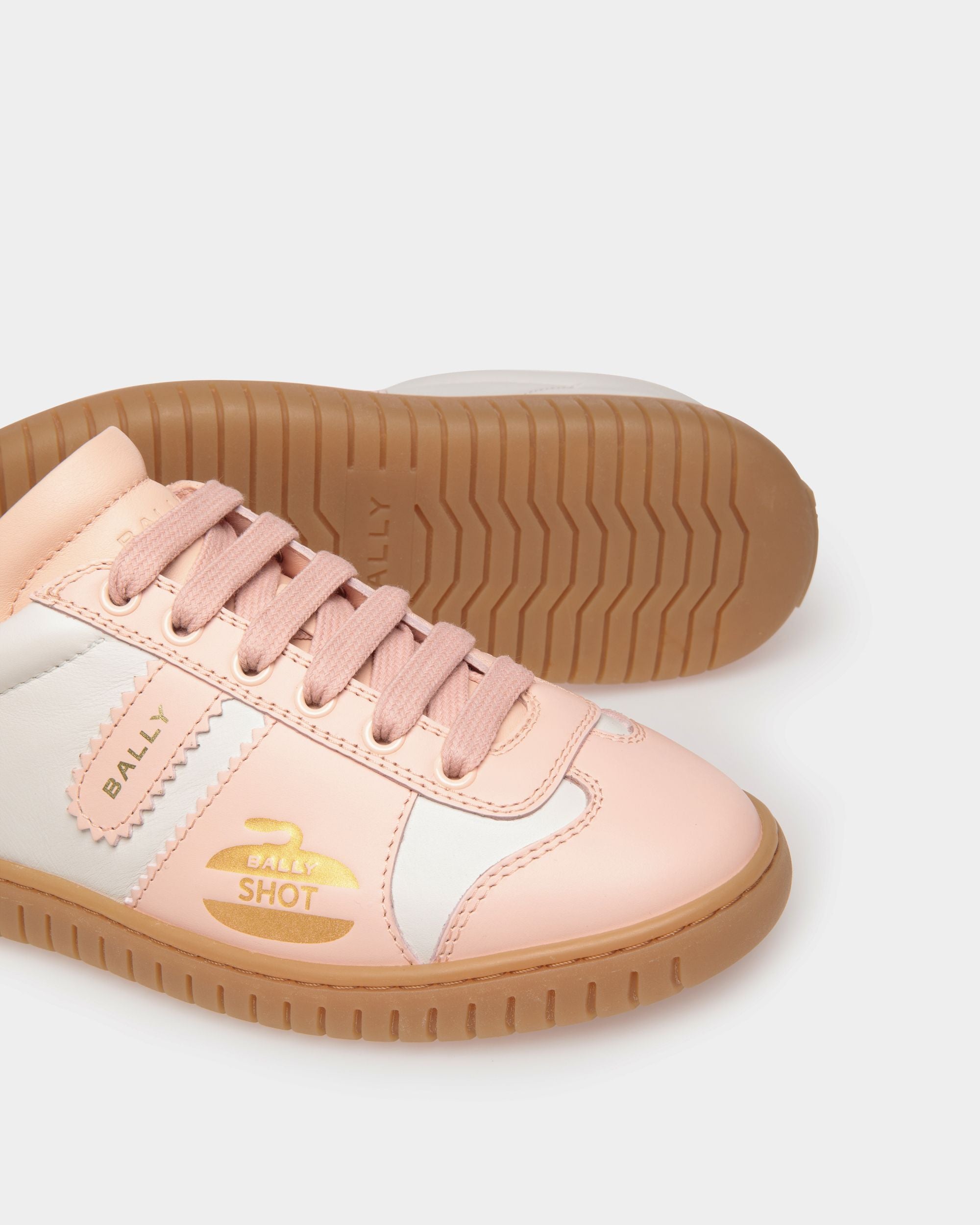 Player Sneaker Aus Leder In Weiß Und Babyrosa - Damen - Bally - 04