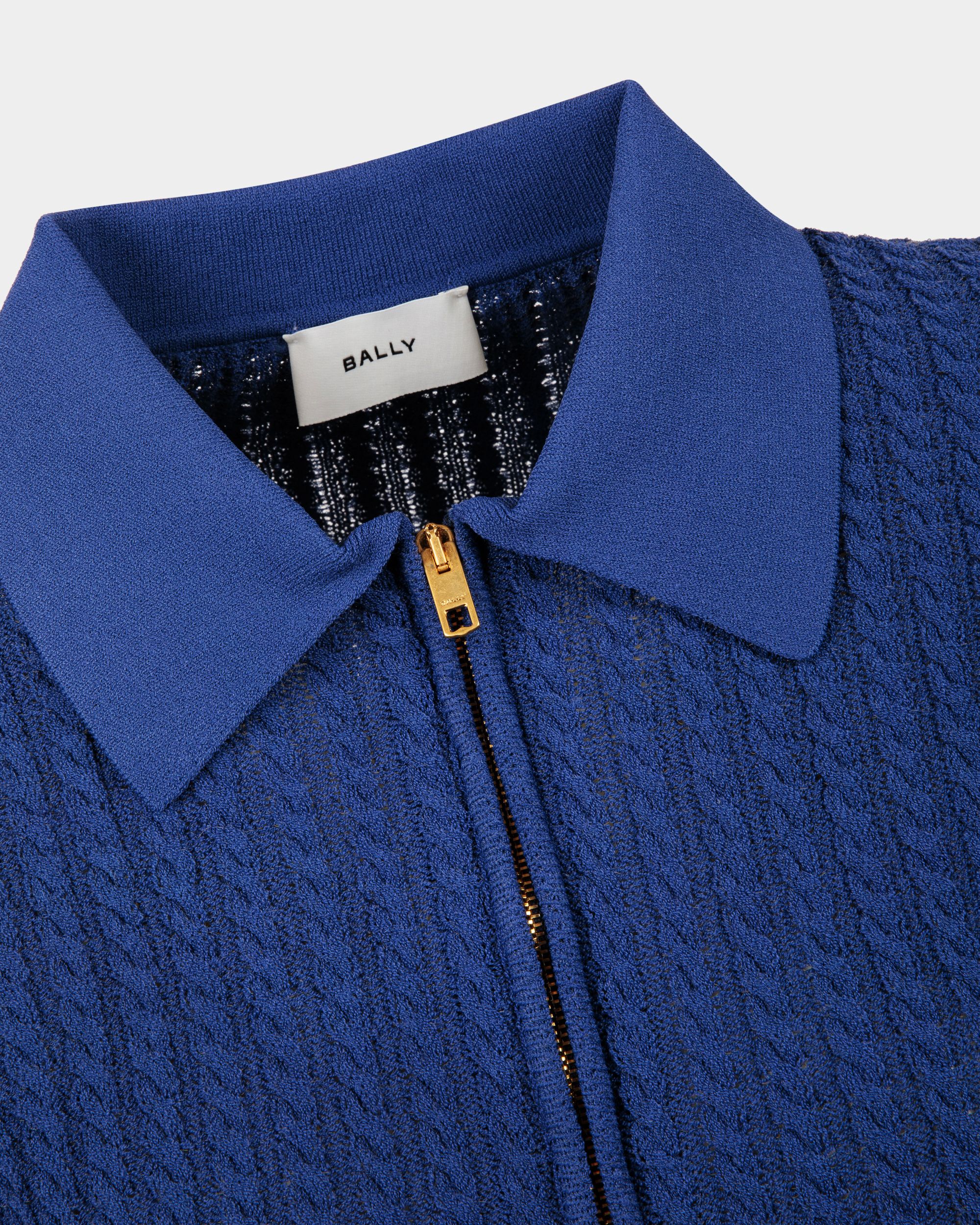 Poloshirt Mit Halbem Reißverschluss Aus Strickgewebe In Blau - Damen - Bally - 02