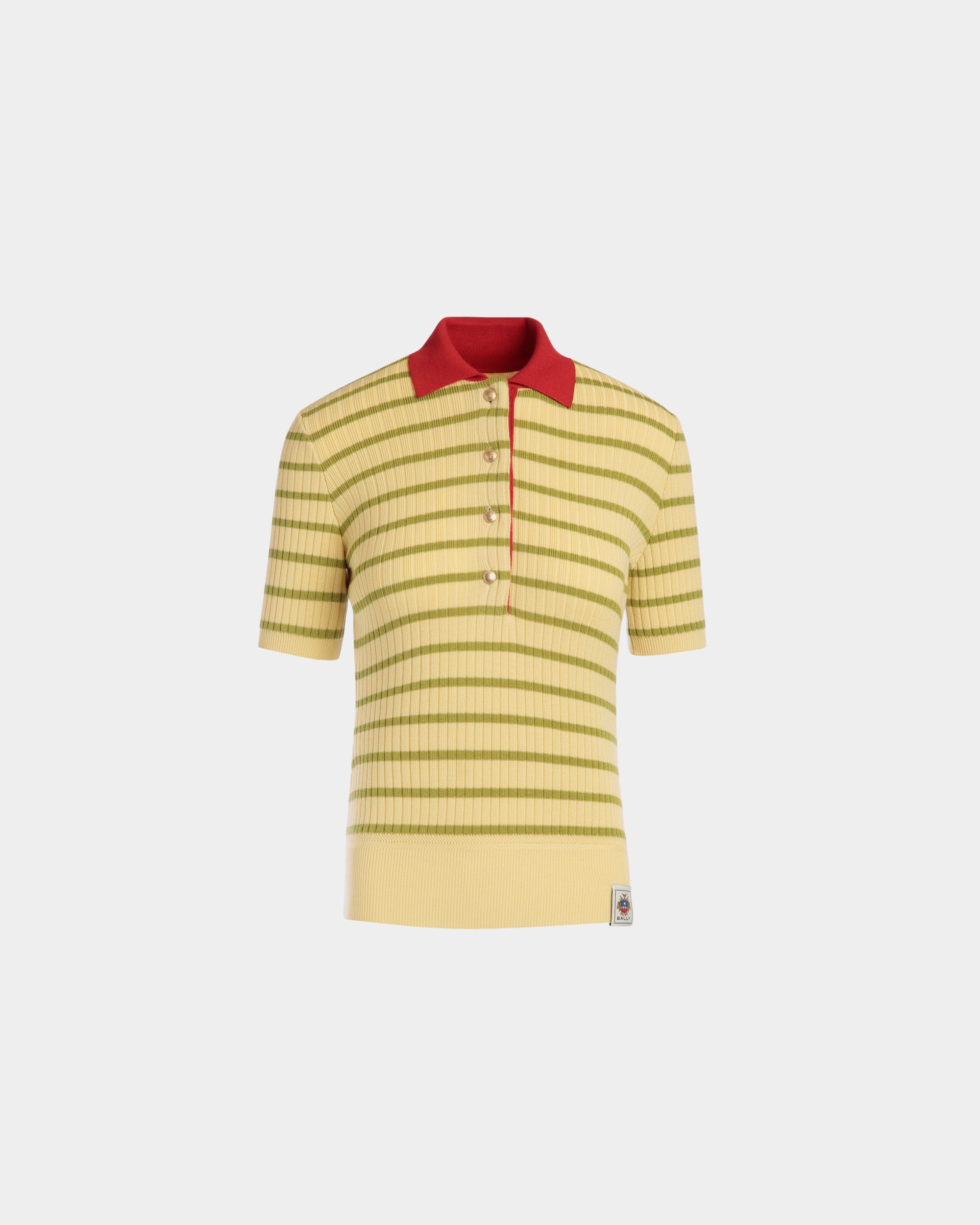 Gestricktes Poloshirt Aus Einer Wollmischung In Dusty Yellow - Damen - Bally - 01