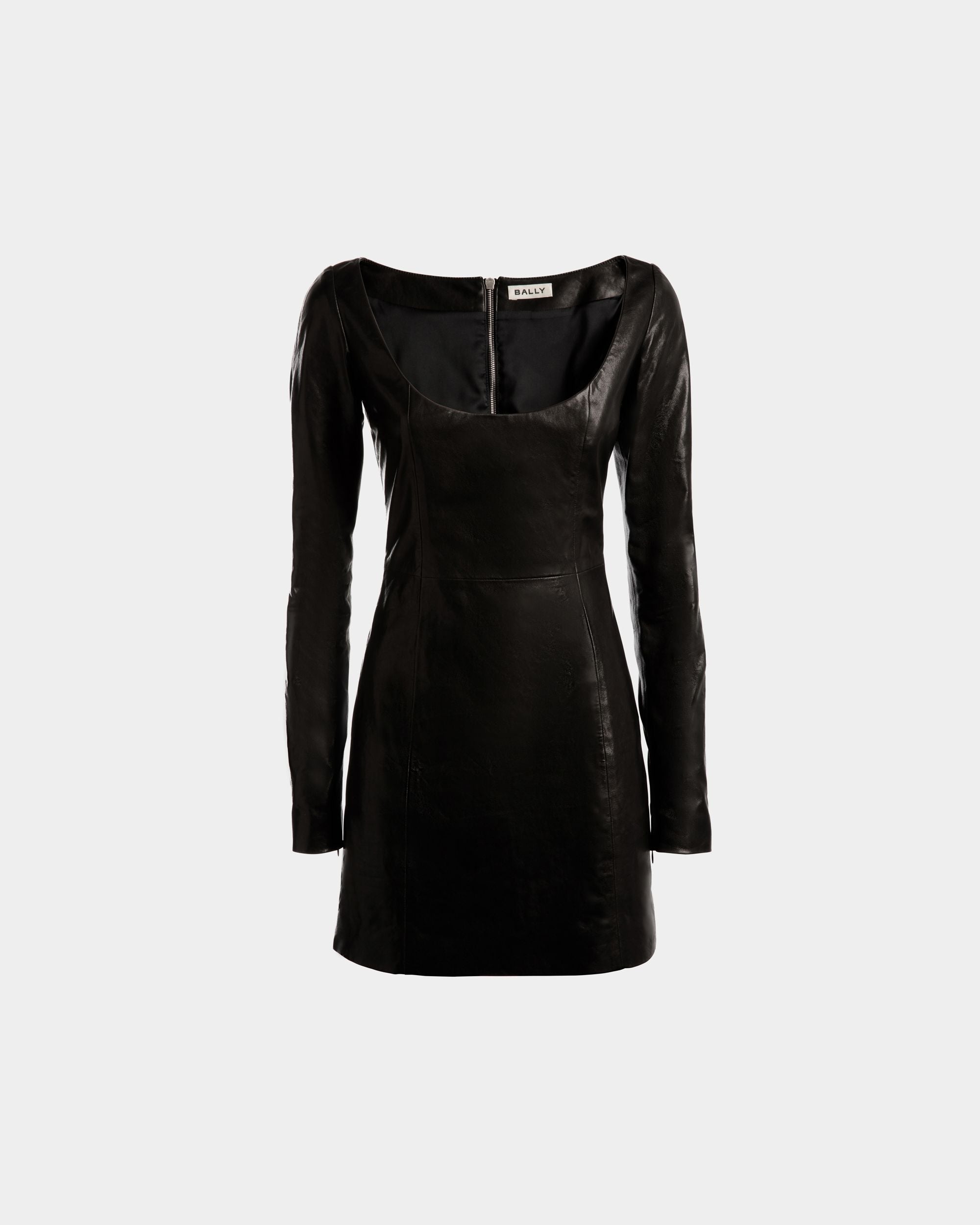 Langärmeliges Minikleid Aus Leder In Schwarz - Damen - Bally - 01